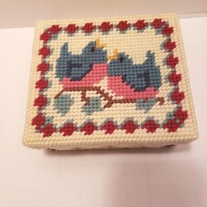 HAND CRAFTED Bluebird Box Needlepoint